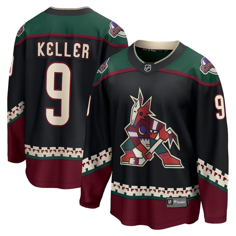 Men Arizona Coyotes 9 Clayton Keller Fanatics Branded Black Home Premier Breakaway Player NHL Jersey